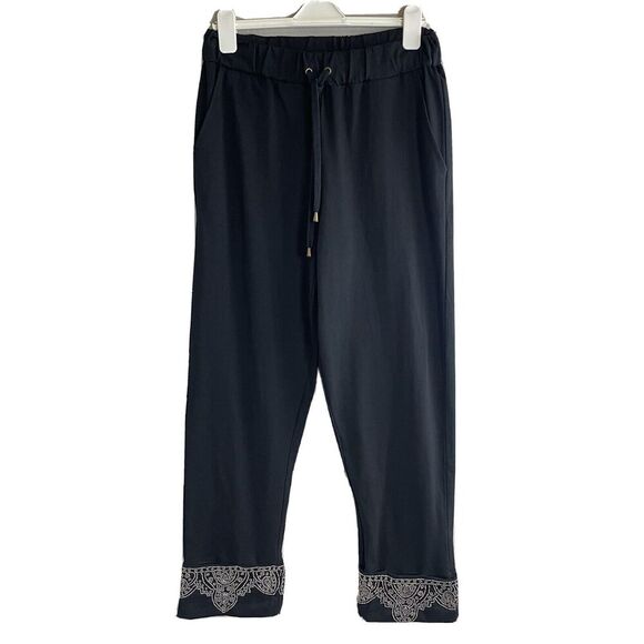 Love Sam Anthropologie Womens Size Small Black Beaded Cuff Pants Embellished NWT - Picture 1 of 8